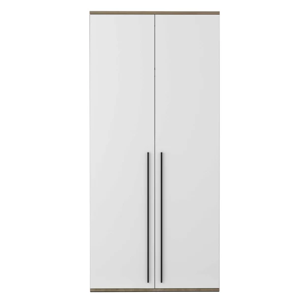 Kleerkast Moloko 100x55x216cm Met Kledingroede - Hoogglans Wit/eik 6 Kleerkast Moloko 100x55x216cm Met Kledingroede - Hoogglans Wit/eik - Afbeelding 4