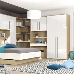 Kleerkast Moloko 100x55x216cm Met Kledingroede - Hoogglans Wit/eik 9 Kleerkast Moloko 100x55x216cm Met Kledingroede - Hoogglans Wit/eik -Collectie Slaapkamermeubels Ontwerp zonder titel 2022 06 02T100208.448 901e