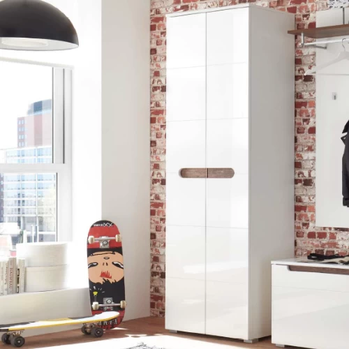 Kledingkast Nuro 60cm 2 Deuren - Hoogglans Wit 3 Kledingkast Nuro 60cm 2 Deuren - Hoogglans Wit