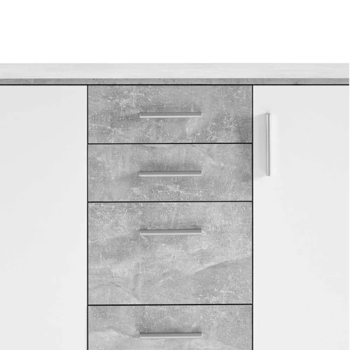Commode Debby 3 Deuren En 4 Lades - Wit/beton 4 Commode Debby 3 Deuren En 4 Lades - Wit/beton - Afbeelding 2