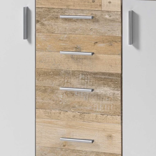 Commode Debby 2 Deuren En 4 Lades - Wit/eik 4 Commode Debby 2 Deuren En 4 Lades - Wit/eik - Afbeelding 2