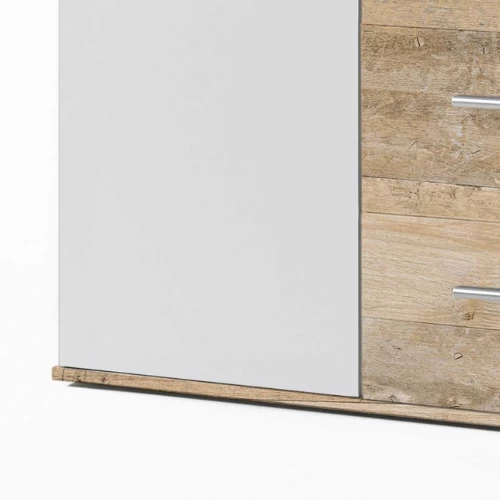 Commode Debby 2 Deuren En 4 Lades - Wit/eik 5 Commode Debby 2 Deuren En 4 Lades - Wit/eik - Afbeelding 3