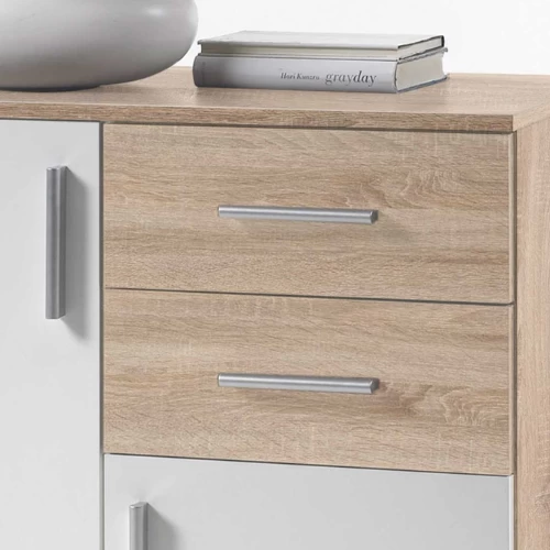 Commode Debby 2 Deuren En 2 Lades - Wit/sonoma Eik 4 Commode Debby 2 Deuren En 2 Lades - Wit/sonoma Eik - Afbeelding 2