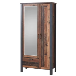 Garderobekast Carthago 94cm Met 2 Deuren & 1 Lade - Oude Eik/antraciet