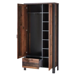 Garderobekast Carthago 94cm Met 2 Deuren & 1 Lade - Oude Eik/antraciet -Collectie Slaapkamermeubels Ontwerp zonder titel 2022 09 19T163045.416 af01