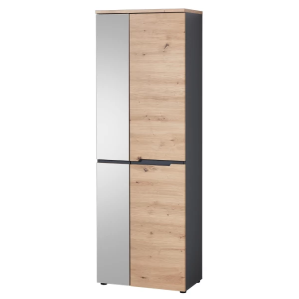 Garderobekast Medina Met Spiegel 2 Deuren - Eik/antraciet 3 Garderobekast Medina Met Spiegel 2 Deuren - Eik/antraciet