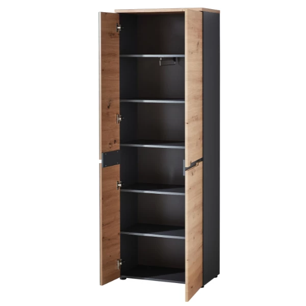 Garderobekast Medina Met Spiegel 2 Deuren - Eik/antraciet 5 Garderobekast Medina Met Spiegel 2 Deuren - Eik/antraciet - Afbeelding 3