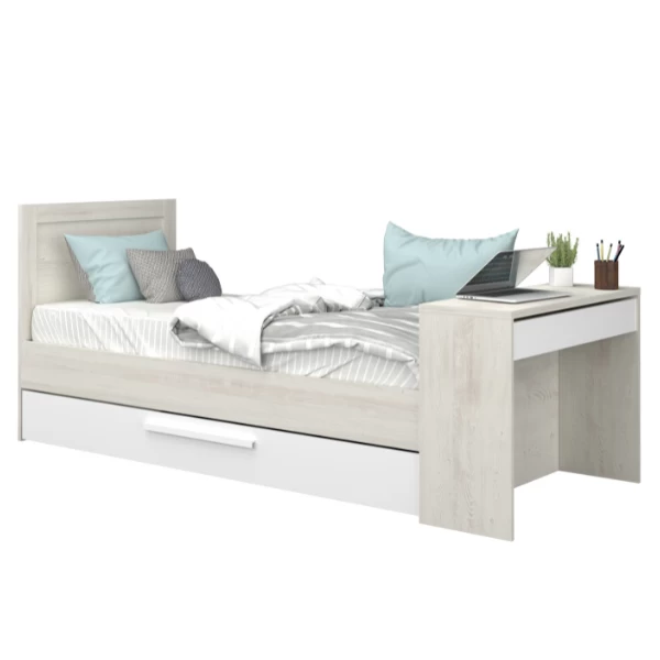 Bed Shipley 90x200 Met Bureau En Bedlade - Grenen/ Wit 3 Bed Shipley 90x200 Met Bureau En Bedlade - Grenen/ Wit