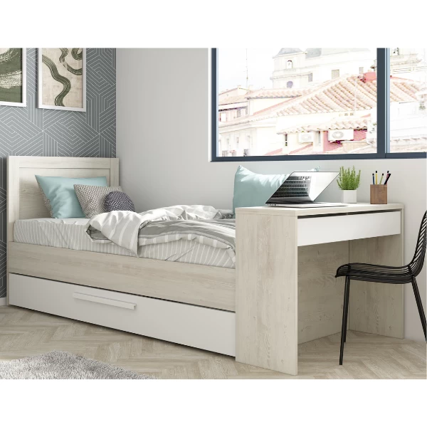 Bed Shipley 90x200 Met Bureau En Bedlade - Grenen/ Wit 9 Bed Shipley 90x200 Met Bureau En Bedlade - Grenen/ Wit - Afbeelding 7