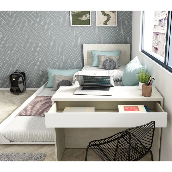 Bed Shipley 90x200 Met Bureau En Bedlade - Grenen/ Wit 6 Bed Shipley 90x200 Met Bureau En Bedlade - Grenen/ Wit - Afbeelding 4