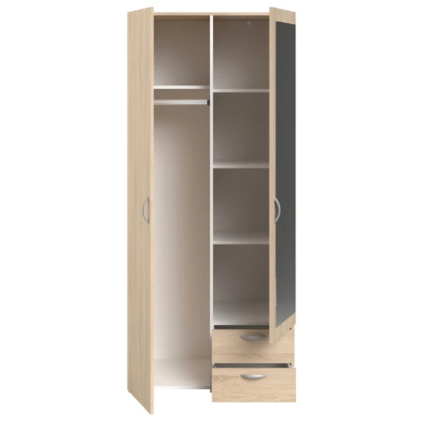 Opbergkast Salvador Spiegel, 2 Deuren & 2 Laden - Sonoma Eik 9 Opbergkast Salvador Spiegel, 2 Deuren & 2 Laden - Sonoma Eik - Afbeelding 7