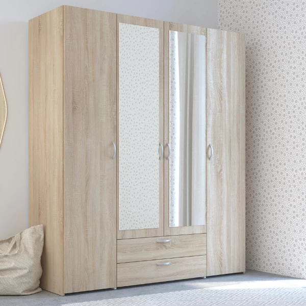 Opbergkast Salvador Spiegels, 4 Deuren & 2 Laden - Sonoma Eik 3 Opbergkast Salvador Spiegels, 4 Deuren & 2 Laden - Sonoma Eik