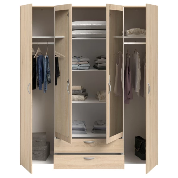 Opbergkast Salvador Spiegels, 4 Deuren & 2 Laden - Sonoma Eik 7 Opbergkast Salvador Spiegels, 4 Deuren & 2 Laden - Sonoma Eik - Afbeelding 5