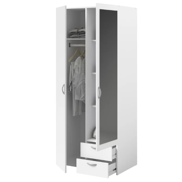 Opbergkast Salvador Spiegel, 2 Deuren & 2 Laden - Wit 6 Opbergkast Salvador Spiegel, 2 Deuren & 2 Laden - Wit - Afbeelding 4