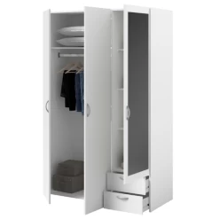 Opbergkast Salvador Spiegel, 3 Deuren & 2 Laden - Wit -Collectie Slaapkamermeubels Ontwerp zonder titel 2022 10 27T102304.288 e460