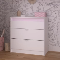 Commode Rue 78 Cm Met 3 Lades - Wit/grijs Of Wit/roze -Collectie Slaapkamermeubels Ontwerp zonder titel 2022 11 04T084515.649 69f4