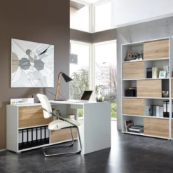 Hoekbureau Tyson 120x120 Cm - Wit/eik -Collectie Slaapkamermeubels Ontwerp zonder titel 2023 02 09T162820.870 8679