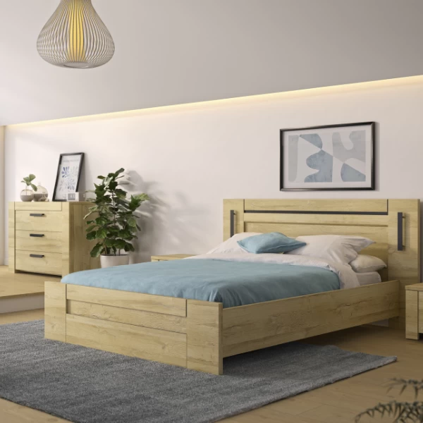 Tweepersoonsbed Soren 160x200cm Met Verlichting - Eik 6 Tweepersoonsbed Soren 160x200cm Met Verlichting - Eik - Afbeelding 4