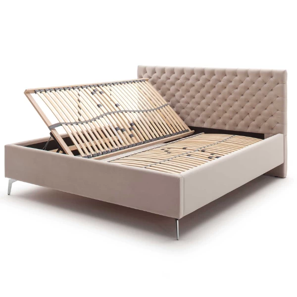 Tweepersoonsbed Janice Met Opbergruimte 180x200cm - Beige/chroom 10 Tweepersoonsbed Janice Met Opbergruimte 180x200cm - Beige/chroom - Afbeelding 8