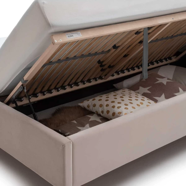 Tweepersoonsbed Janice Met Opbergruimte 180x200cm - Beige/chroom 5 Tweepersoonsbed Janice Met Opbergruimte 180x200cm - Beige/chroom - Afbeelding 3