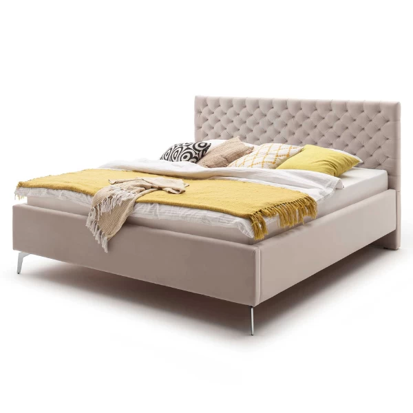 Tweepersoonsbed Janice Met Opbergruimte 180x200cm - Beige/chroom 3 Tweepersoonsbed Janice Met Opbergruimte 180x200cm - Beige/chroom