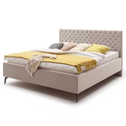 Tweepersoonsbed Janice Met Opbergruimte 160x200cm - Beige/zwart