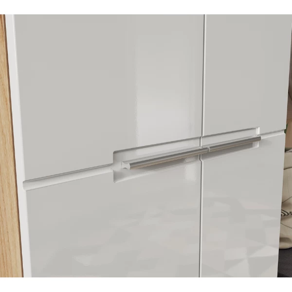 Kledingkast Abby Met 2 Deuren En 5 Legplanken - Eik/hoogglans Wit 6 Kledingkast Abby Met 2 Deuren En 5 Legplanken - Eik/hoogglans Wit - Afbeelding 4