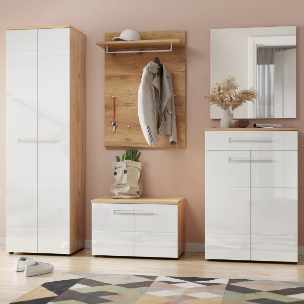 Wandkapstok Abby Met 5 Haken En Kledingroede - Eik 3 Wandkapstok Abby Met 5 Haken En Kledingroede - Eik