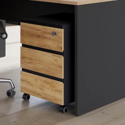 Ladeblok Miguel Met 3 Lades - Antraciet/eik