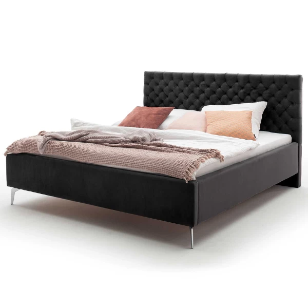 Tweepersoonsbed Janice Met Opbergruimte 180x200cm - Zwart/chroom 5 Tweepersoonsbed Janice Met Opbergruimte 180x200cm - Zwart/chroom - Afbeelding 3