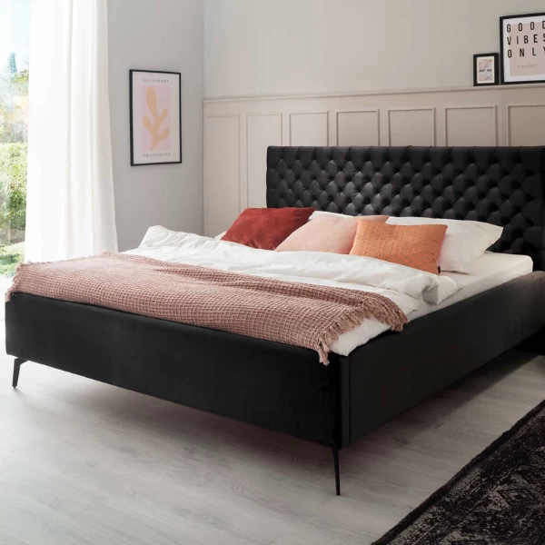 Tweepersoonsbed Janice Met Opbergruimte 160x200cm - Zwart 3 Tweepersoonsbed Janice Met Opbergruimte 160x200cm - Zwart