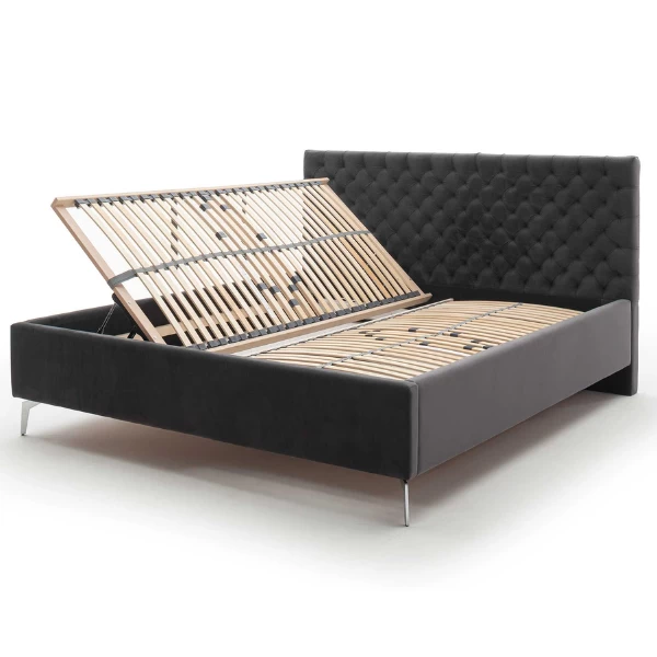 Tweepersoonsbed Janice Met Opbergruimte 160x200cm - Antraciet/chroom 15 Tweepersoonsbed Janice Met Opbergruimte 160x200cm - Antraciet/chroom - Afbeelding 13