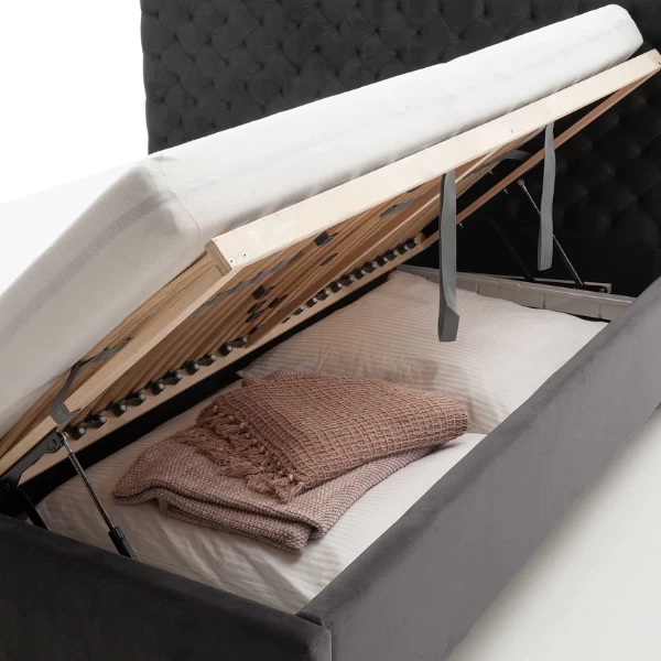 Tweepersoonsbed Janice Met Opbergruimte 160x200cm - Antraciet/chroom 11 Tweepersoonsbed Janice Met Opbergruimte 160x200cm - Antraciet/chroom - Afbeelding 9