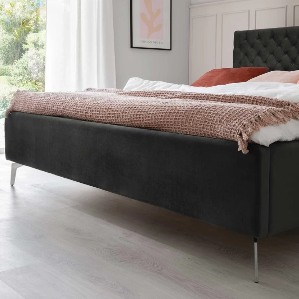 Tweepersoonsbed Janice Met Opbergruimte 160x200cm - Antraciet/chroom 7 Tweepersoonsbed Janice Met Opbergruimte 160x200cm - Antraciet/chroom - Afbeelding 5