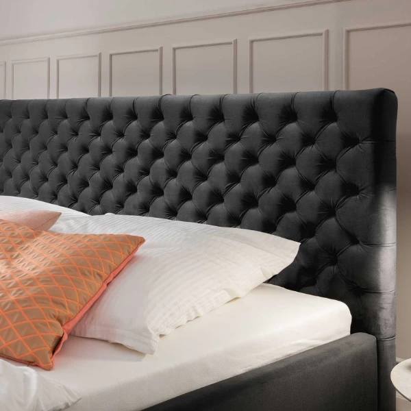 Tweepersoonsbed Janice Met Opbergruimte 160x200cm - Antraciet/chroom 4 Tweepersoonsbed Janice Met Opbergruimte 160x200cm - Antraciet/chroom - Afbeelding 2