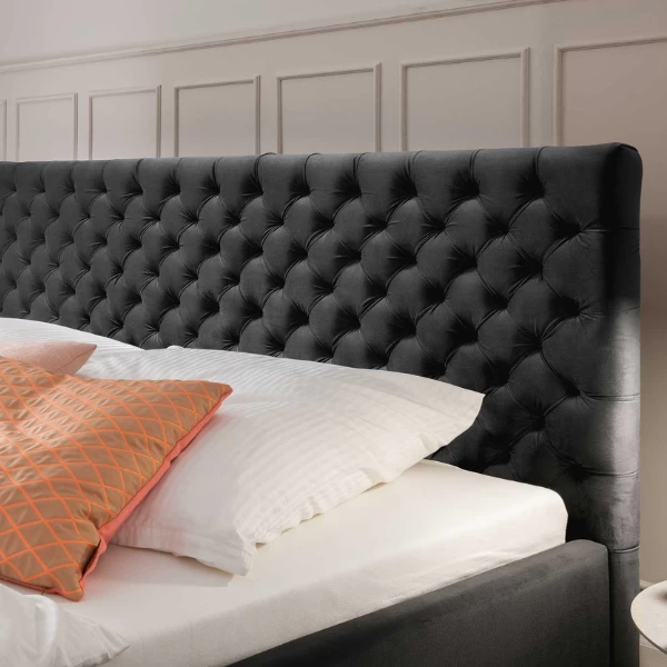 Tweepersoonsbed Janice Met Opbergruimte 160x200cm - Antraciet/zwart 4 Tweepersoonsbed Janice Met Opbergruimte 160x200cm - Antraciet/zwart - Afbeelding 2