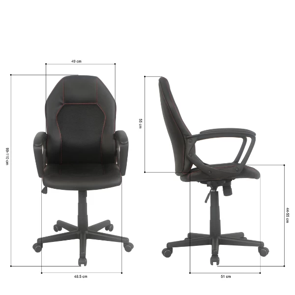 Bureaustoel Anuna-matzwart/rood 4 Bureaustoel Anuna-matzwart/rood - Afbeelding 2