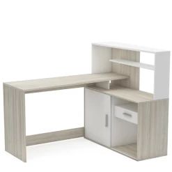 Bureau Brigitte-Shannon Eik/mat Wit -Collectie Slaapkamermeubels Ontwerp zonder titel 2023 04 03T163217.200 a40e