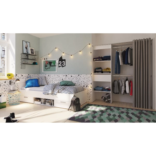 Verlengbare Kleerkast Boutique 114/168 Cm-mat Wit 5 Verlengbare Kleerkast Boutique 114/168 Cm-mat Wit - Afbeelding 3