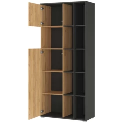 Archiefkast Fiene Met 2 Deuren En 15 Vakken - Antraciet/eik 9 Archiefkast Fiene Met 2 Deuren En 15 Vakken - Antraciet/eik -Collectie Slaapkamermeubels Ontwerp zonder titel 2023 04 11T144315.733 aede