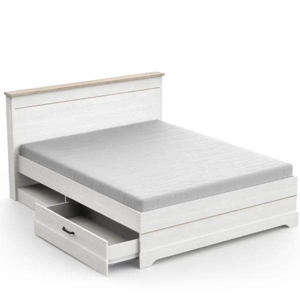 Bed Charme 160x200 Cm-Kronberg Eik/structuurwit 8 Bed Charme 160x200 Cm-Kronberg Eik/structuurwit - Afbeelding 6