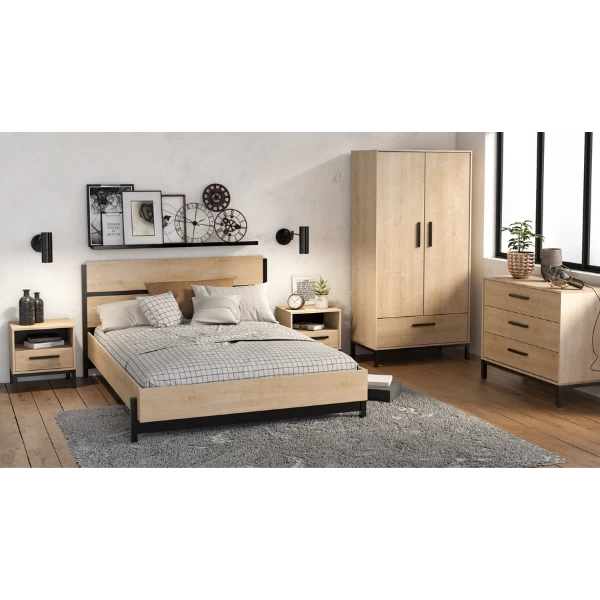 Bed Craig 160x200 Cm-Hamilton Eik/matzwart 5 Bed Craig 160x200 Cm-Hamilton Eik/matzwart - Afbeelding 3