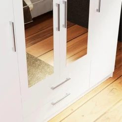 Kleerkast Rhea, 4 Draaideuren, 5 Legplanken, 2 Kledingroedes En 2 Lades-wit -Collectie Slaapkamermeubels Ontwerp zonder titel 2023 04 19T134246.536 47c3