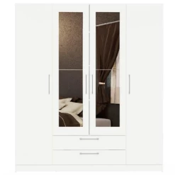 Kleerkast Rhea, 4 Draaideuren, 5 Legplanken, 2 Kledingroedes En 2 Lades-wit -Collectie Slaapkamermeubels Ontwerp zonder titel 2023 04 19T134442.352 6ceb