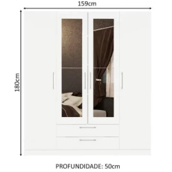 Kleerkast Rhea, 4 Draaideuren, 5 Legplanken, 2 Kledingroedes En 2 Lades-wit -Collectie Slaapkamermeubels Ontwerp zonder titel 2023 04 19T134917.987 3195