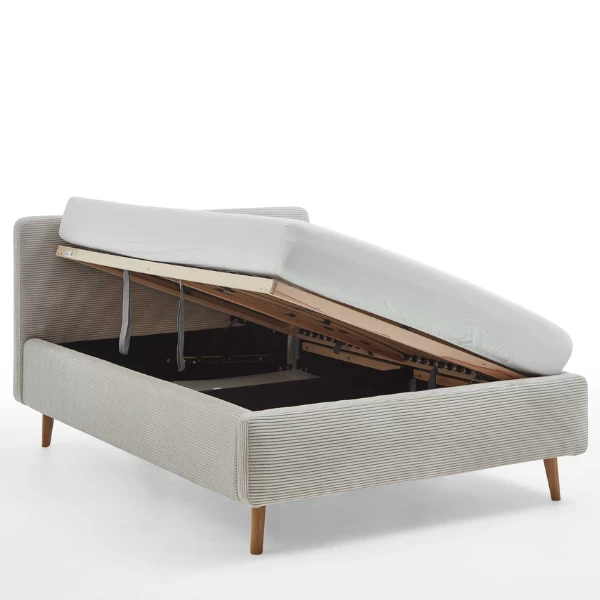 Bed Madras 140x200cm Met Opbergruimte Ribfluweel - Beige 10 Bed Madras 140x200cm Met Opbergruimte Ribfluweel - Beige - Afbeelding 8