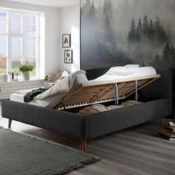 Bed Madras 180x200cm Met Opbergruimte Ribfluweel - Antraciet