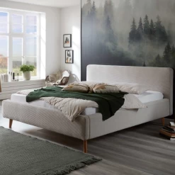 Tweepersoonsbed Madras 180x200cm Ribfluweel - Beige