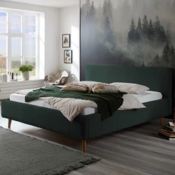 Tweepersoonsbed Madras 160x200cm Ribfluweel - Donkergroen
