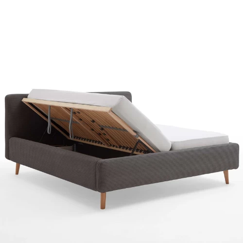 Bed Madras 160x200cm Met Opbergruimte Ribfluweel - Grijs 9 Bed Madras 160x200cm Met Opbergruimte Ribfluweel - Grijs - Afbeelding 7